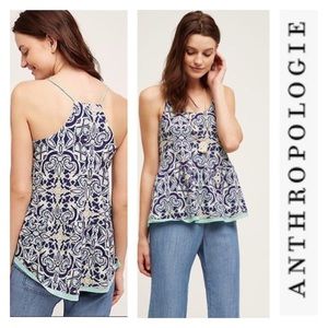 Anthropologie Meadow Rue Nuria Swing Tank Racerback Cotton Small Blue